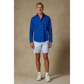 Abbate Sky Oxford Stretch Pamuk Karışımlı Comfort Fit Açık Mavi Erkek Çizgili Şort
