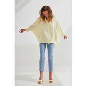 Abbra Kadın Oversize Keten Gömlek