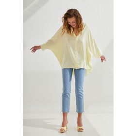 Abbra Kadın Oversize Keten Gömlek