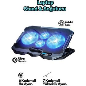 Abbruch 10''-17'' 4 Fanlı Işıklı Laptop Soğutucu Fan