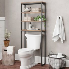 Abronya Klozet Üstü Raf Siyah Renk Banyo Dolabı