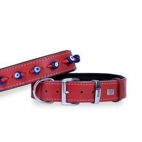 Abros SBT 3535 3.5x47-55 cm Kırmızı Kemik Desenli Deri Boyun Tasması