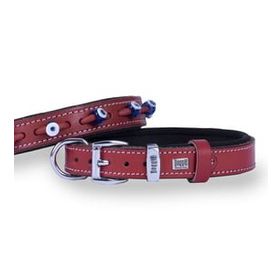 Abros SBT 3535 3.5x47-55 cm Kırmızı Kemik Desenli Deri Boyun Tasması
