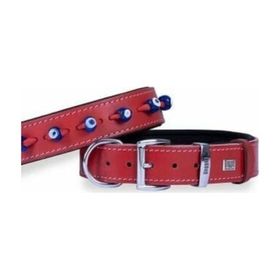 Abros SBT 3535 3.5x47-55 cm Kırmızı Kemik Desenli Deri Boyun Tasması