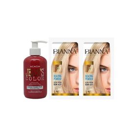 Acacia Jeans Color Pamuk Şekeri Pembe 250 ml Saç Boyası + 2 Paket Bianna Açıcı