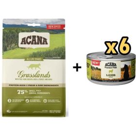 Acana Grasslands Ördekli ve Tavuklu Tahılsız 1.8 kg Kedi Mama + Acana Premium Kuzulu 6x85 gr Kedi Konserve