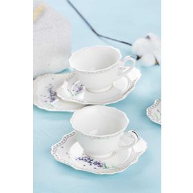 Acar 0120 Love Garden 6'lı Kare Kahve Fincan Takımı
