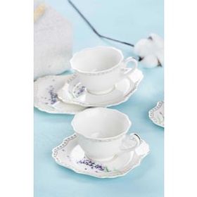 Acar 0120 Love Garden 6'lı Kare Kahve Fincan Takımı