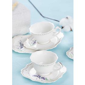Acar 0120 Love Garden 6'lı Kare Kahve Fincan Takımı