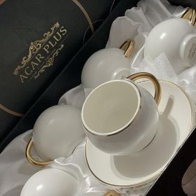 Acar 10132 Beyaz Porselen 6 Kişilik Sade Kahve Fincan Takımı