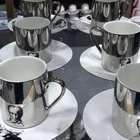 Acar 10190 Aynalı Atatürk Desenli 6 Kişilik Kahve Fincan Takımı