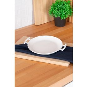 Acar 22.5 cm Bianco Perla Yuvarlak Kulplu Servis Tabak
