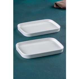 Acar 25 cm Bianco Perla Porselen Dikdörtgen Tabak