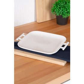Acar 27.5 cm Bianco Perla Dikdörtgen Kulplu Servis Tabak