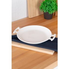 Acar 29 cm Bianco Perla Yuvarlak Kulplu Servis Tabak