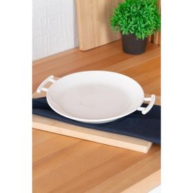 Acar 29 cm Bianco Perla Yuvarlak Kulplu Servis Tabak