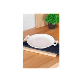 Acar 29 cm Bianco Perla Yuvarlak Kulplu Servis Tabak