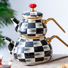 Acar 5758 Qualita King Mini Emaye Dama Çaydanlık Takımı