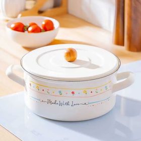 Acar 7705 Made With Love Emaye Düz Kısa 20 cm Tırtıklı Tencere