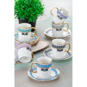 Acar 90 ml Çok Renkli Meira 6 Kişilik Kahve Fincanı Takımı