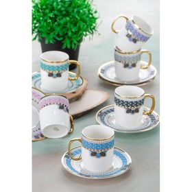 Acar 90 ml Çok Renkli Meira 6 Kişilik Kahve Fincanı Takımı