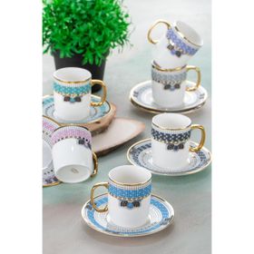 Acar 90 ml Çok Renkli Meira 6 Kişilik Kahve Fincanı Takımı