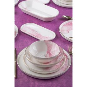 Acar Adore 27 Parça 6 Kişilik Beyaz Desenli Stoneware Yemek Takımı