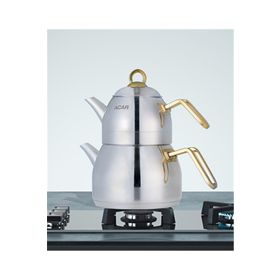 Acar Alexi Gold Metal Kulp Aile Boy Çaydanlık Takımı