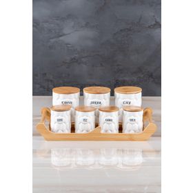 Acar Bamboo 8 Parça Standlı Porselen Baharat Takımı