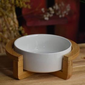 Acar Bambu Standlı 13 cm Porselen Yuvarlak Servis Kasesi
