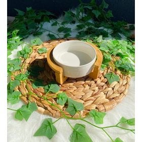 Acar Bambu Standlı 13 cm Porselen Yuvarlak Servis Kasesi