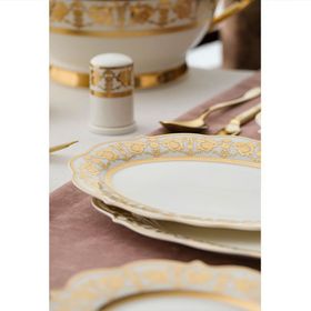 Acar Caroline Bone China Emboss 60 Parça 12 Kişilik Gold Porselen Yemek Takımı