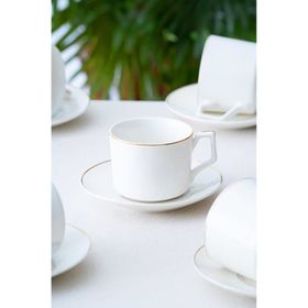 Acar Deborah Yaldızlı Porselen 6 Kişilik 220 ml Beyaz Çay Fincanı Takımı