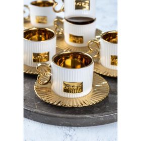 Acar Elaxı 6x90 ml Altın Kahve Fincan Set