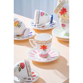 Acar Fienne 6 Kişilik Porselen 90 ml Kahve Fincan Takımı