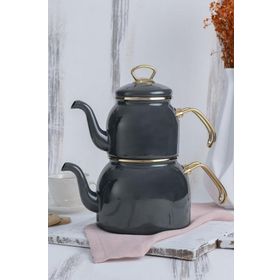 Acar Gri Xap-22-0351 Qualita Petra Emaye Çaydanlık Takımı