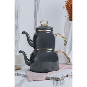 Acar Gri Xap-22-0351 Qualita Petra Emaye Çaydanlık Takımı