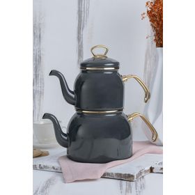 Acar Gri Xap-22-0351 Qualita Petra Emaye Çaydanlık Takımı