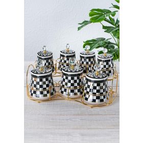 Acar Master Magic Dama Dekor 8 Parça Standlı Porselen Baharat Takımı