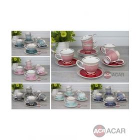 Acar Pembe 6'lı Porselen Kahve Fincan Takımı