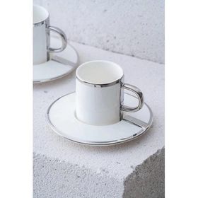 Acar Porselen 2'li Gümüş Yaldızlı 90 ml Kahve Fincan Seti