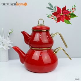 Acar Qualita Roly & Poly Kırmızı Emaye Çaydanlık
