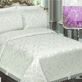 Acassia Home Bade Krem Şönil Dantelli Çift Kişilik Yatak Örtüsü
