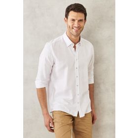 AC&Co Altınyıldız Classics 4A2022200073 Slim Fit Dar Kesim Düğmeli Yaka Flamlı Casual Gömlek