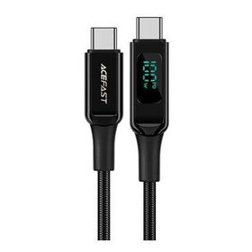Acefast C6-03 100W 5A PD Type-C to Type-C Led Siyah Ekranlı Hızlı Şarj Kablosu