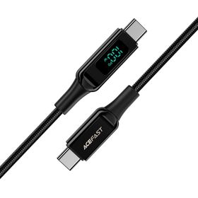 Acefast C6-03 100W 5A PD Type-C to Type-C Led Siyah Ekranlı Hızlı Şarj Kablosu