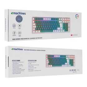 Acer Emachines EAK100 USB Kablolu RGB Backlight Red Switch Mekanik Türkçe Q 100 Tuşlu Yeşil-Beyaz Gaming Klavye