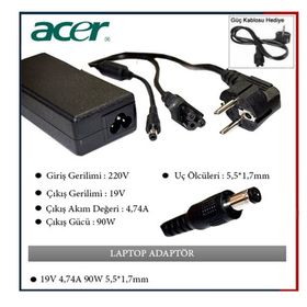 Acer Extensa 5635G-652G25MN Uyumulu Notebook Adaptör