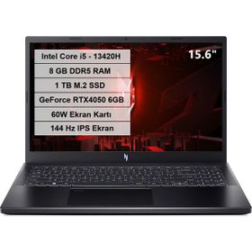 Acer Nitro V 15 ANV15-51 NH.QNBEY.002 i7-13620H 8GB RAM 1TB SSD RTX 4050 FreeDOS 15.6 inç Oyun Bilgisayarı