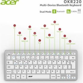 Acer OKR220 Beyaz Multidevice Dual Mode 2.4 GHz Bluetooth Klavye